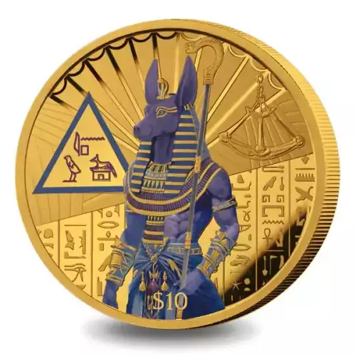 2023 1oz Sierra Leone Egyptian Gods Anubis Gold Gilt .999 Silver Coin (2)