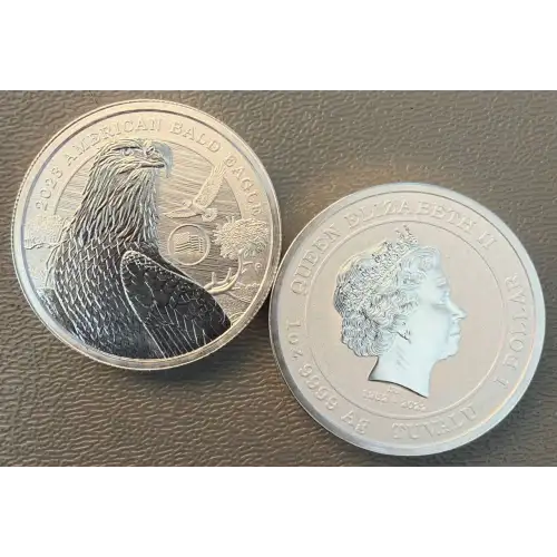 2023 1oz Tuvalu American Bald Eagle w/ Flag Privy .9999 Silver Coin