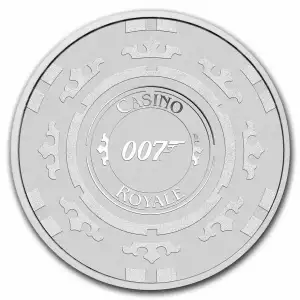 2023 1oz Tuvalu James Bond Casino Royale Casino Chip .9999 Silver BU Coin