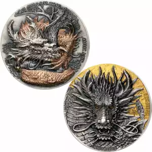 2023 2 x 5oz Ivory Coast Dragon Signature Edition .999 Silver Coin Set (3)