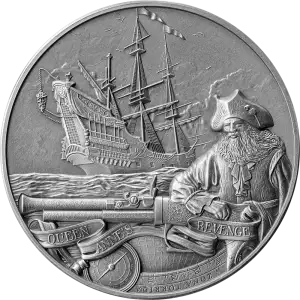2023 2oz Barbados Captain's of Fortune Queen Anne's Revenge .999 Silver Coin