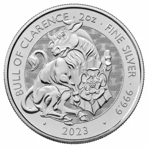 2023 2oz  Tudor Beasts Series - The Bull of Clarence .9999 Silver BU Coin