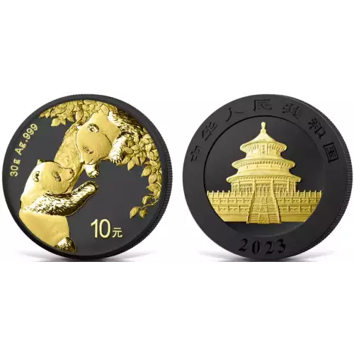 2023 30g Chinese Silver Black Plat with 24k Gold Panda