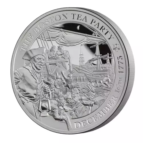 2023 5oz Boston Tea Party 250th Anniversary .999 Silver Proof Coin  (2)