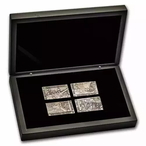 2023 Barbados Boston Tea Party 4 x 1 oz .999 Silver Coin Bar Set (3)