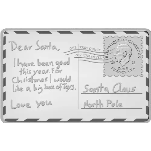 2023 Cameroon Merry Christmas Postcard 1 oz Silver Coin (999 Mintage