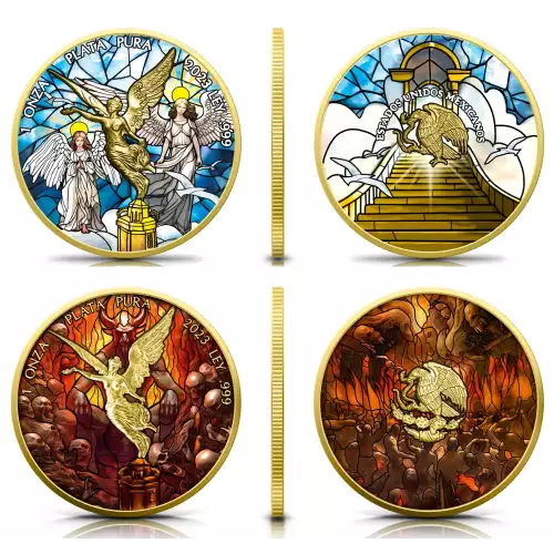 2023 Libertad Stained Glass Heaven & Hell 2 x 1 oz Silver Coin Set (Mintage 250 Sets)