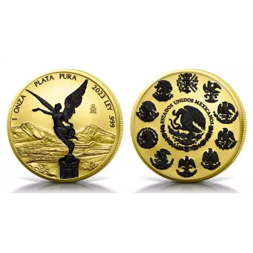 2023 Mexico Libertad 24k Yellow Gold with Black Platinum 1 oz Silver Coin (2)