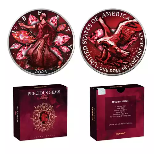 2023 U.S. Eagle Precious Gems Ruby Edition 1 oz Silver Coin (500 ...