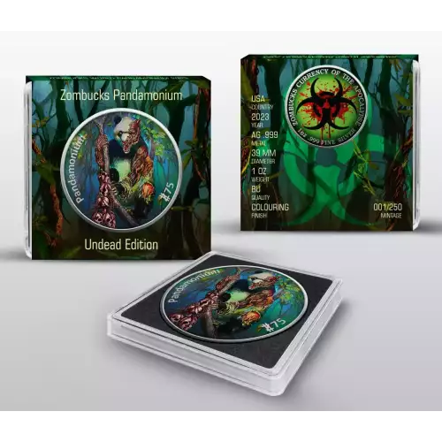 2023 Zombucks Pandamonium Undead Edition 1 oz Silver Round (2)
