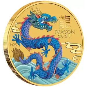 2024 1/10oz Australia Lunar Series III - Year of the Dragon .9999 Gold Coloured BU Coin (4)