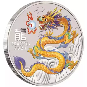 2024 1/2oz Australia Lunar Series III YELLOW DRAGON - Year of the Dragon .9999 Silver Coloured BU Coin (4)