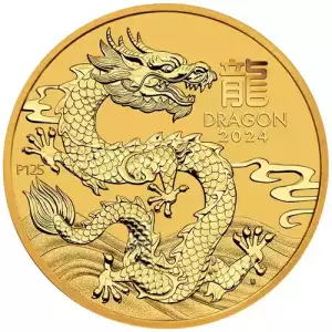 2024 1/4 oz Australia Perth Mint Lunar Series III - Year of the Dragon .9999 Gold BU Coin