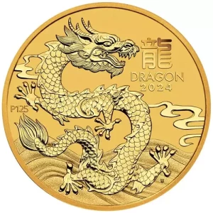 2024 1/4 oz Australia Perth Mint Lunar Series III - Year of the Dragon .9999 Gold BU Coin