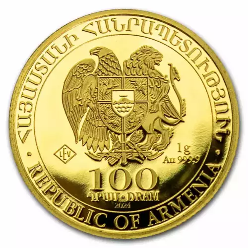 2024 1 gram Armenia Noah's Ark .9999 Gold Coin (Capsule & Certificate) (3)