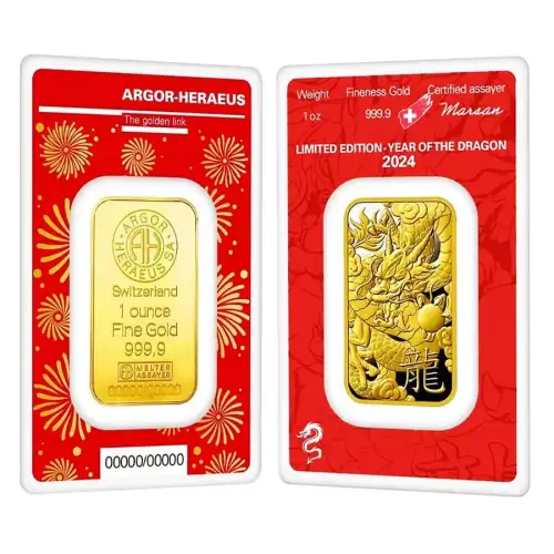 2024 1 oz Argor-Heraeus .9999 Gold Bar - Year of the Dragon (3)