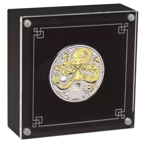 2024 1 oz Australian Lunar Series III - Year of the Dragon .9999 Silver Gilded Coin (3)