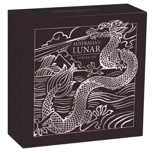 2024 1 oz Australian Lunar Series III - Year of the Dragon .9999 Silver Gilded Coin (2)