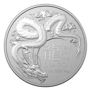 2024 1 oz Royal Australian Mint Lunar Series -Year of the Dragon .999 Silver BU Coin