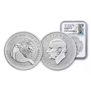 2024 1-oz Royal Mint Silver Lion Eagle Reverse Proof .999 Silver Coin NGC PF70 Ultra-Cameo First Releases 