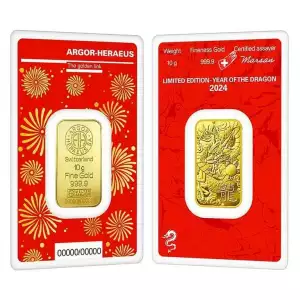 2024 10g Gold Bar Argor-Heraeus Lunar Year of the Dragon