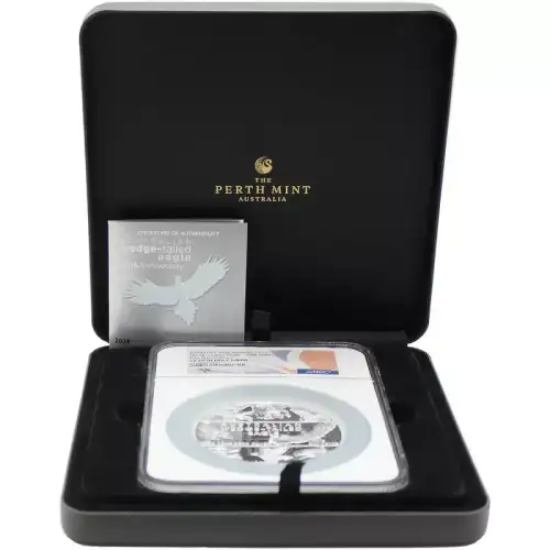2024 10oz Australia Perth Mint Ultra High Relief Gilded Wedge Tailed Eagle .9999 Silver Coin NGC PF70 UC FDOI Mercanti Signed Label (2)