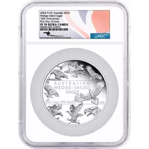 2024 10oz Australia Wedge Tailed Eagle .9999 Silver Coin NGC PF70 UC FDOI Mercanti Signed (4)