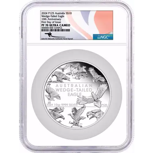2024 10oz Australia Wedge Tailed Eagle .9999 Silver Coin NGC PF70 UC FDOI Mercanti Signed (4)