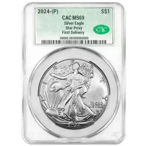 2024 1oz American Silver Eagle Star Privy CACG MS69 First Delivery (2)