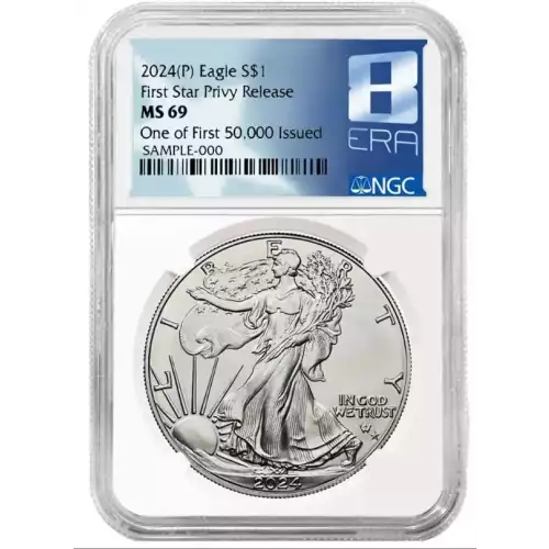 2024 1oz American Silver Eagle Star Privy NGC MS69 Eighth Era Label