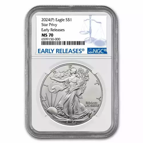 2024 1oz American Silver Eagle Star Privy NGC MS70 Early Releases  (2)