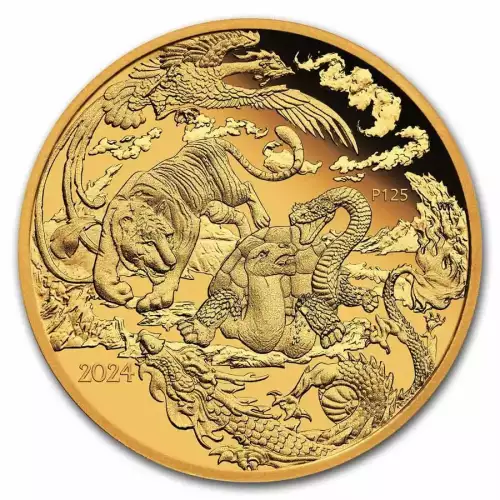 2024 1oz Australia Chinese Myths and Legends - Four Guardians .9999 Gold Proof Coin  (5)