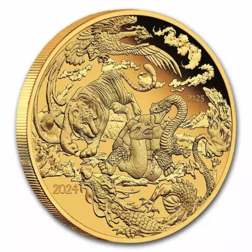 2024 1oz Australia Chinese Myths and Legends - Four Guardians .9999 Gold Proof Coin  (2)