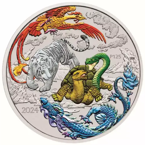 2024 1oz Australia Chinese Myths and Legends - Four Guardians Hong .9999 Silver Coloured Coin