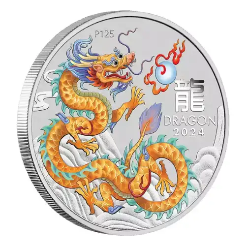 2024 1oz Australia Lunar Series III Golden DRAGON .9999 Silver Coloured Coin (2)