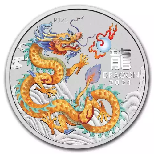 2024 1oz Australia Lunar Series III Year of the Dragon-Golden Dragon .9999 Silver Colored Coin In Card WFOM ANA Special (3)