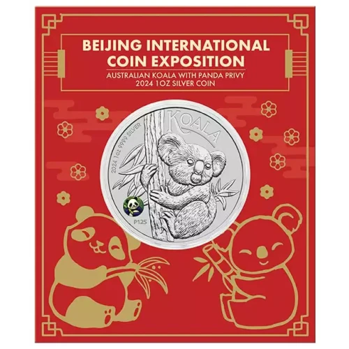 2024 1oz Australia Perth Mint Koala BICE Edition Panda Privy .999 Silver Coin In Card