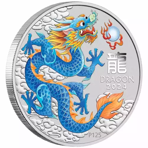 2024 1oz Australia Perth Stamp & Coin Show - Blue Dragon .9999 silver Coin in Limited Assay Card (4)