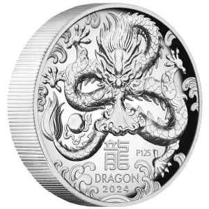 2024 1oz Australian Lunar Series III Year of the Dragon .9999 Silver Proof High Relief Coin (3)