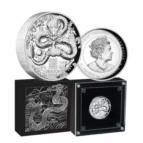 2024 1oz Australian Lunar Series III Year of the Dragon .9999 Silver Proof High Relief Coin