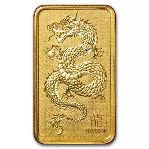 2024 1oz Australian Perth Mint Lunar Dragon .9999 Gold Bar (In Assay) (3)