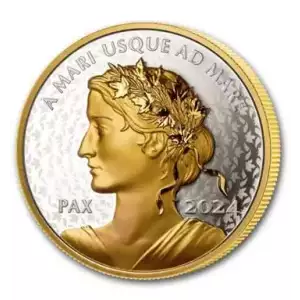  2024 1oz Canada Peace Dollar Ultra High Relief .9999 Silver Gilt Proof $1 Coin (2)