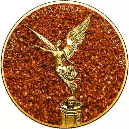 2024 1oz Mexico Libertad Precious Gemstones Imperial Orange Topaz Edition .999 Silver Coin