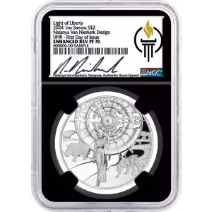 2024 1oz Samoa Light of Liberty .9999 Silver Coin NGC PF70 FDOI Van Niekerk Signature (2)