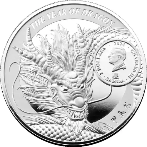 2024 1oz Samoa Twelve Heavenly Generals - Manjusri VS Dragon .999 Silver Proof (2)