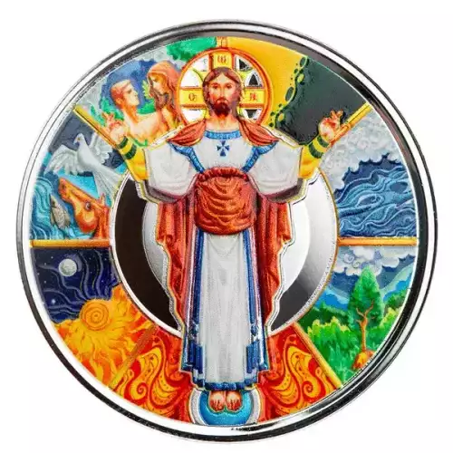 2024 1oz Scottsdale Mint Samoa Jesus Collection The Creator Colorized .999 Silver Coin in Assay