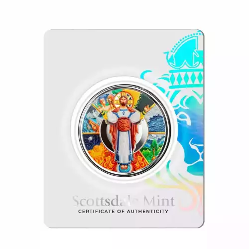 2024 1oz Scottsdale Mint Samoa Jesus Collection The Creator Colorized .999 Silver Coin in Assay (2)