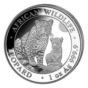 2024 1oz Somalia African Wildlife - Leopard .9999 Silver BU Coin