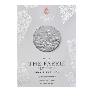  2024 1oz St Helena Faerie Queene - Una and the Lion .999  Silver BU ( In Card )  