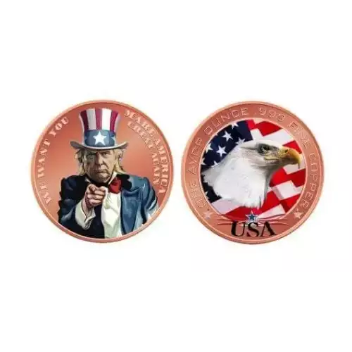 2024 1oz TRUMP We Want You To Make America Great Again 1 oz Copper Colorized Round